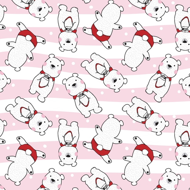 Bear Polar Bear with camera vector seamless pattern