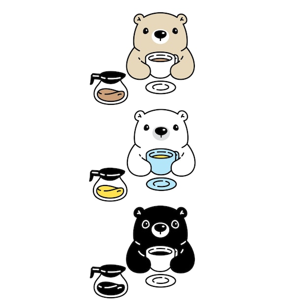 bear polar drink coffee cartoon