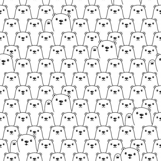 bear polar seamless pattern cartoon