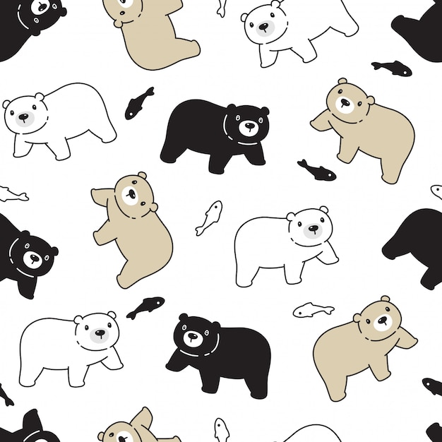 bear polar seamless pattern illustration cartoon