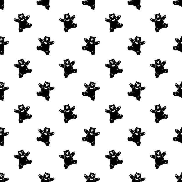 Bear polar seamless pattern teddy dancing illustration cartoon