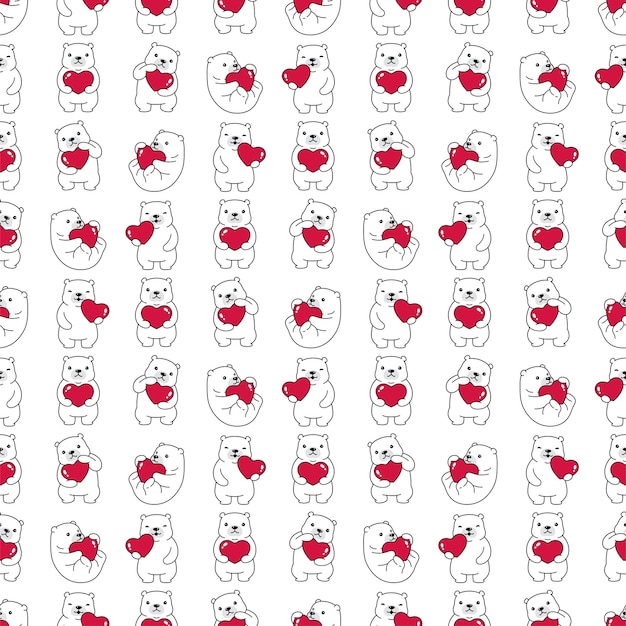 bear polar seamless pattern teddy hug cartoon character pet