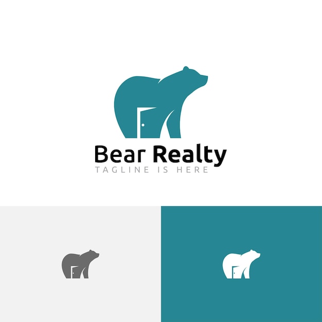 Bear Realty Real Estate House Open Door Logo Template