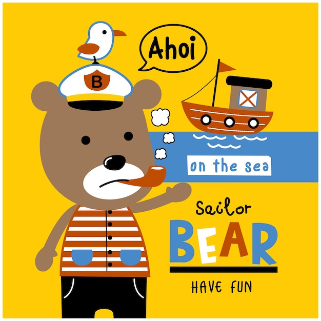 bear the sailor funny animal cartoon