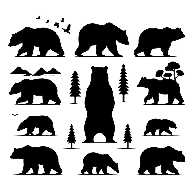 Vector bear silhouette vector illustration