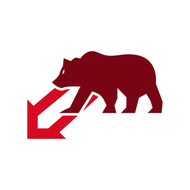 Bear stock market trend Trading exchange rising red arrow chart Price chart down Global economic boom Design vector finance logo Economic finance chart business productivity logo icon