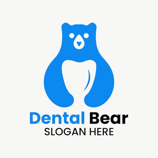 Bear Teeth Logo Negative Space Vector Template. Bear Teeth Coffee Symbol