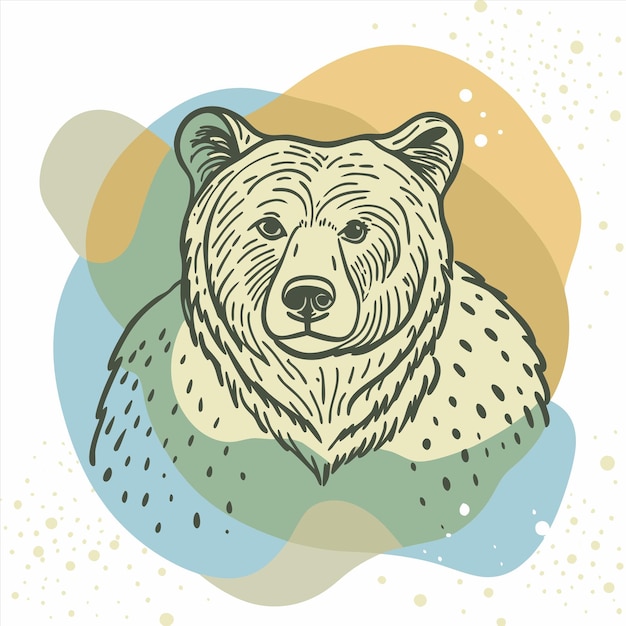 Vector a bear that is smiling and has a blue and yellow background