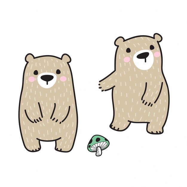 bear vector polar mushroom cartoon