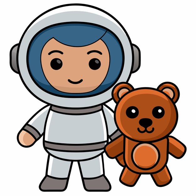 Vector a bear with a blue helmet and a brown bear