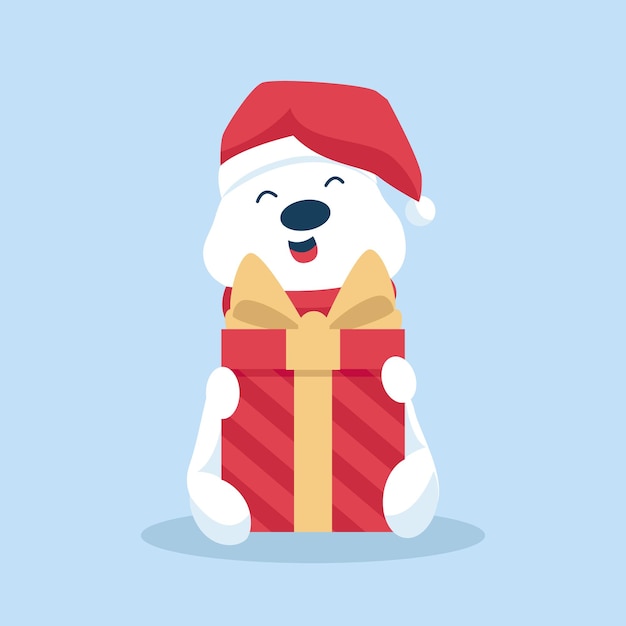 Bear with Christmas Gift Character Design Illustration