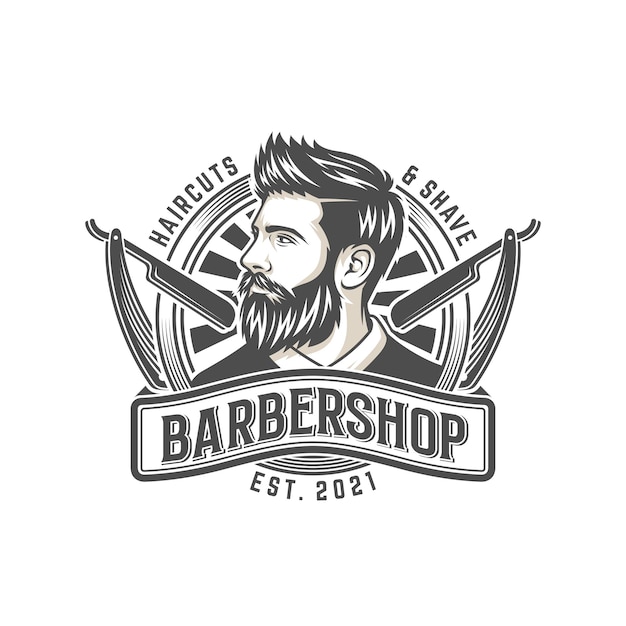 Beard man design logo illustration