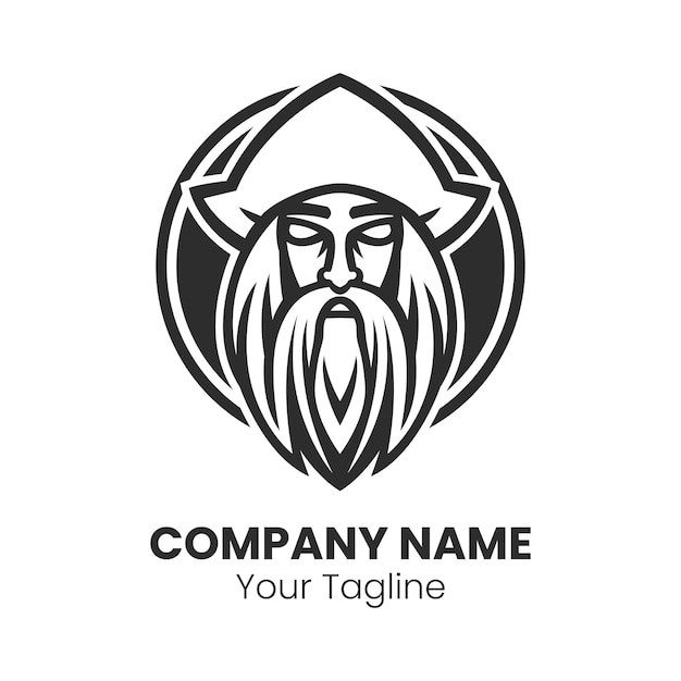 Beard man logo design template vector