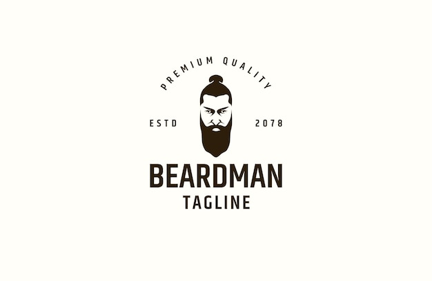 Beard man logo icon design template flat vector illustration