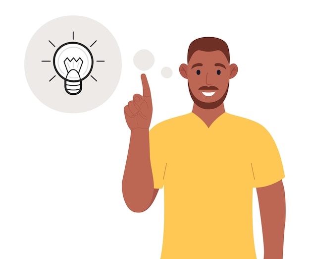 A bearded African man having a good idea Business concept Vector illustrationxA