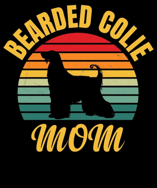 Vector bearded colie t shirt design