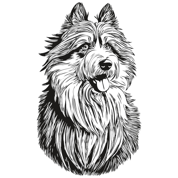 Bearded Collie dog silhouette pet character clip art vector pets drawing black and white ready t shirt print