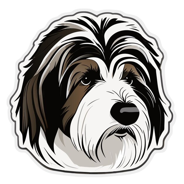 Vector bearded collie hand drawn cartoon sticker icon concept isolated illustration