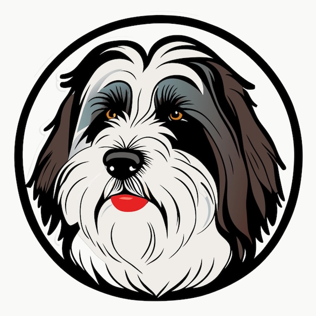 bearded collie sticker vector illustration