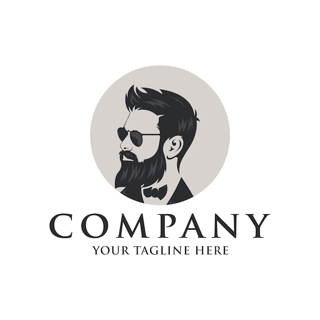 bearded man head logo design vector