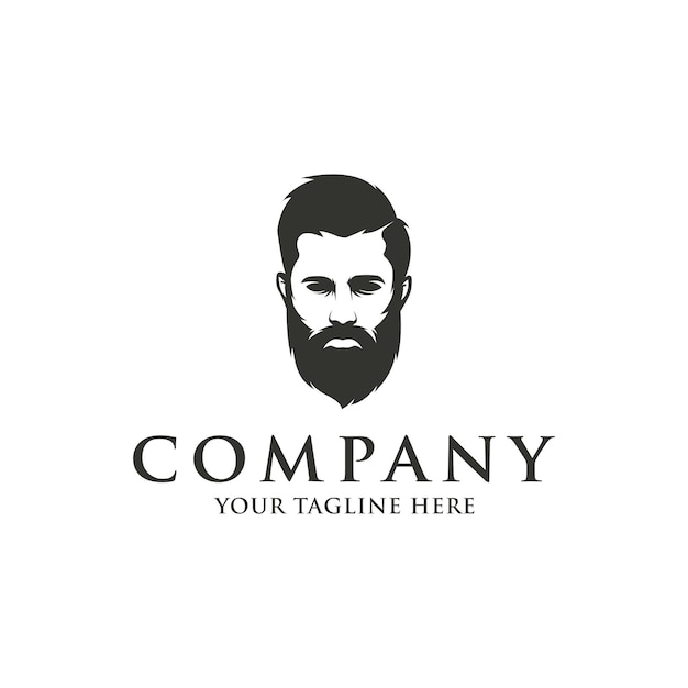 bearded man logo design vector