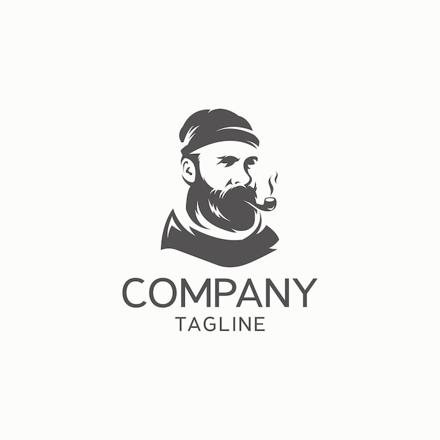 Bearded man smoke logo vector