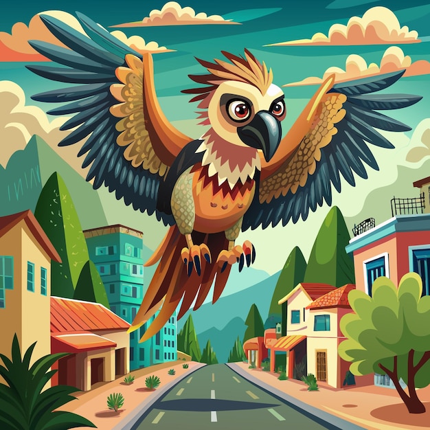 Bearded Vulture bird scary flies street vector