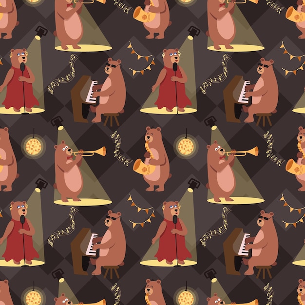 Bears are musicians playing jazz Vector illustration