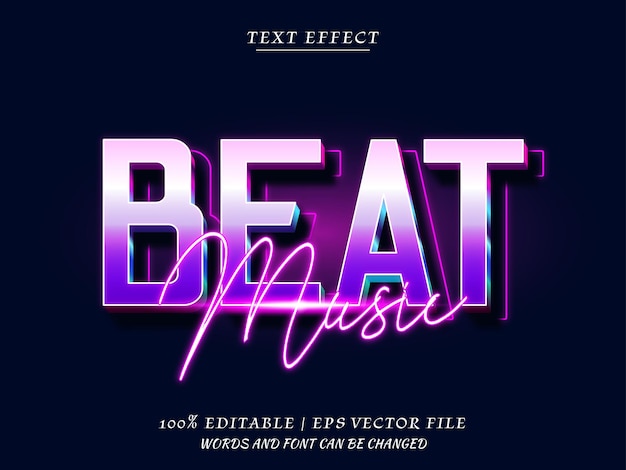 Beat music editable text effect Premium Vector