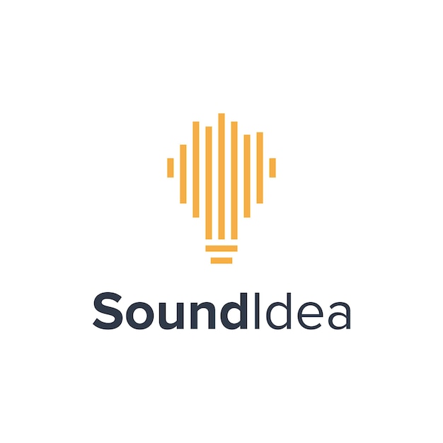 beat sound music with light bulb simple sleek creative geometric modern logo design