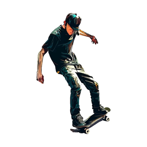 Beatiful Skater AI vector art digital illustration image