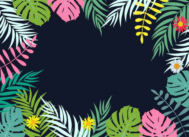 Beautifil Palm Tree Leaf  Silhouette Background Vector Illustration