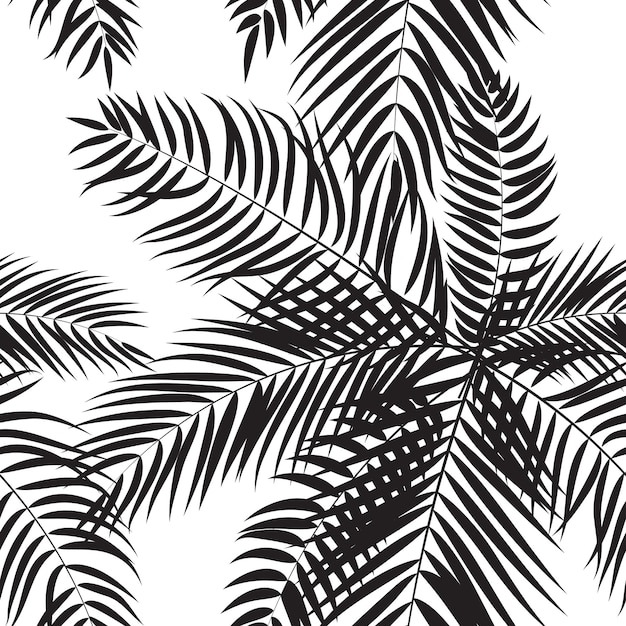 Beautifil Palm Tree Leaf Silhouette Seamless Pattern Background