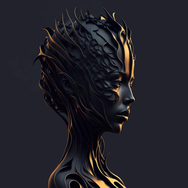 Beautiful abstract 3d female head art illustration