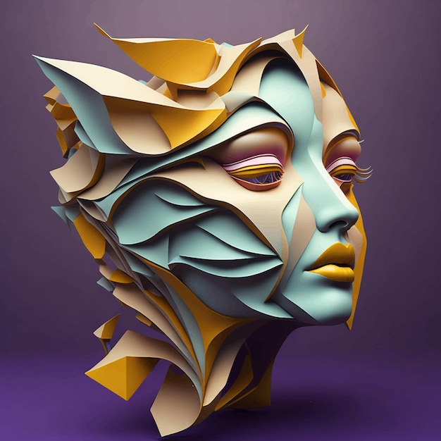 Beautiful abstract 3d female head art illustration