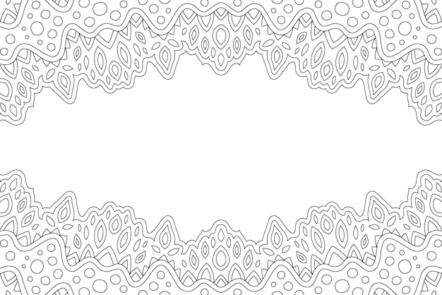 Beautiful abstract monochrome linear vector background for adult coloring book page with white copy space