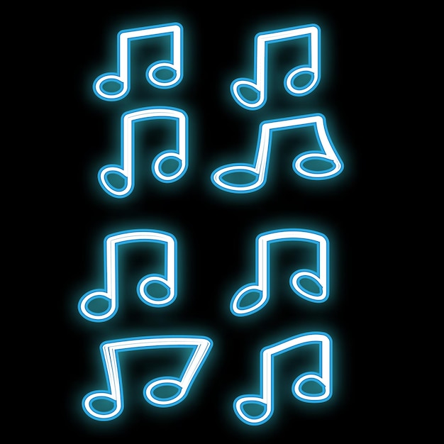 Vector a beautiful abstract neon bright glowing icon a signboard from a set of notes musical knittings