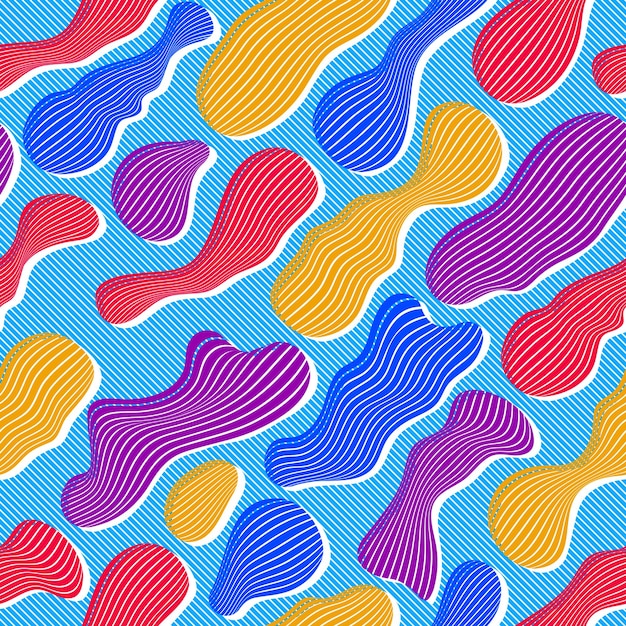 Beautiful abstract shapes flowing seamless vector background, stripy fluids pattern, wallpaper or website background.