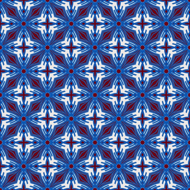 Beautiful abstract stylish blue and red flower pattern background seamless pattern decoration fabric