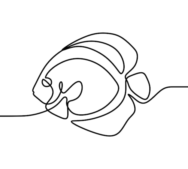 Beautiful aesthetic sea fish oneline continuous single line art