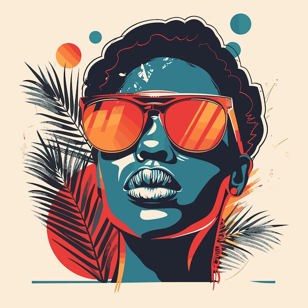 Beautiful African American woman with sunglasses Vector illustration