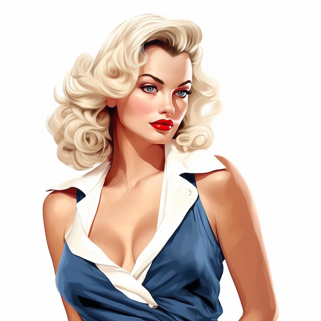 Beautiful American Pin Up Girl Woman Female Illustration Art Style