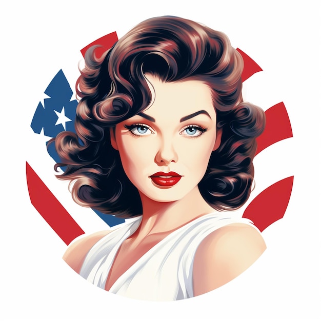 Beautiful American Pin Up Girl Woman Female Illustration Art Style