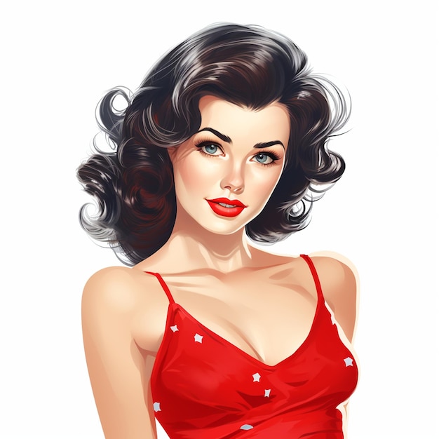 Beautiful American Pin Up Girl Woman Female Illustration Art Style