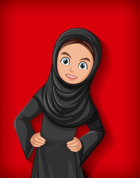 Beautiful arabic lady cartoon character