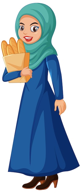 Beautiful arabic lady cartoon character