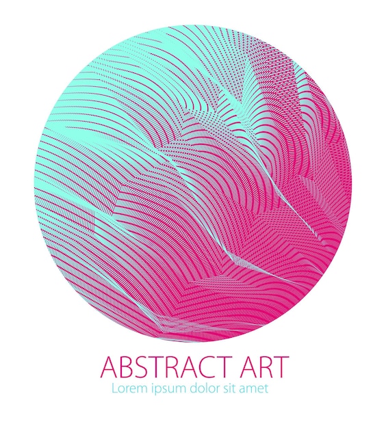 Beautiful art element, linear texture of surface or textile in a shape of circle. Vector abstract 3d perspective background for layouts, posters, banners, print and web. Cool and motional.