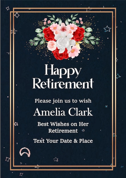 Vector beautiful attractive blue background retirement greeting card