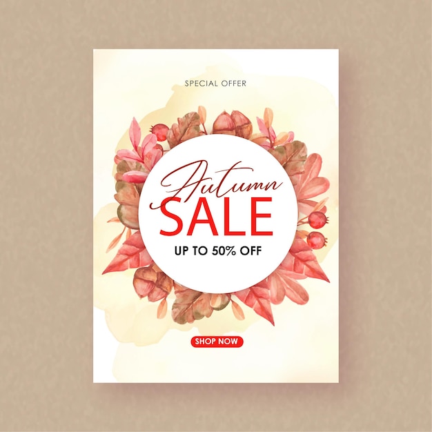 Beautiful autumn floral sale with circle frame arrangement multipurpose banners and brochures