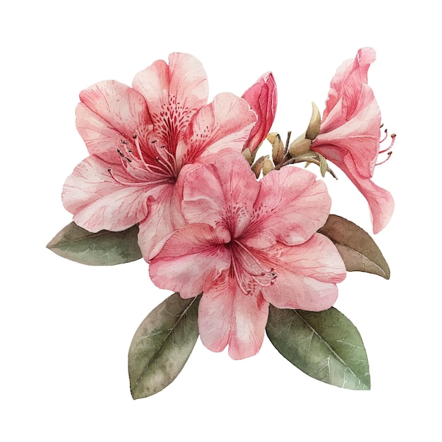 beautiful azalea vector illustration in watercolour style